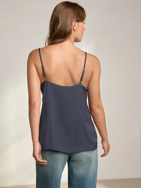 Navy Lace Trim Strappy Cami Top