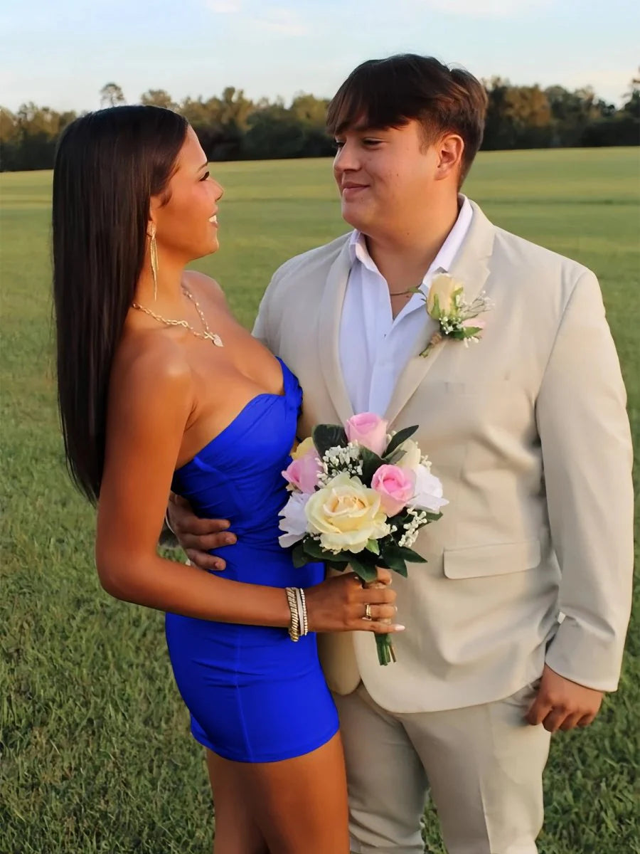 Strapless Sheath Short Homecoming Dresses With Keyhole